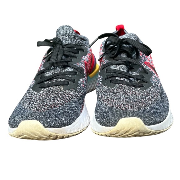 Nike Epic React Flyknit 2 Black Hyper Jade University Red Mens Size 10 - Picture 3 of 9